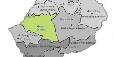 Mapa Lesotom pokazuje okruga