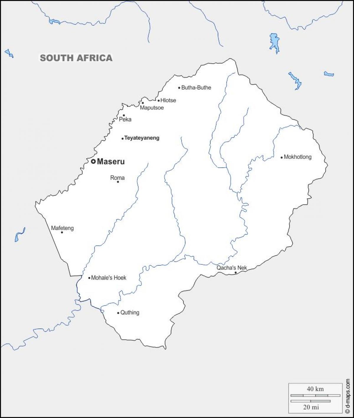 mapa maputsoe Lesotom