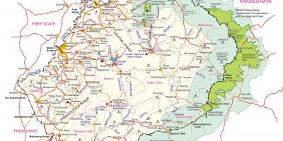 Mapa detaljne mapu Lesotom